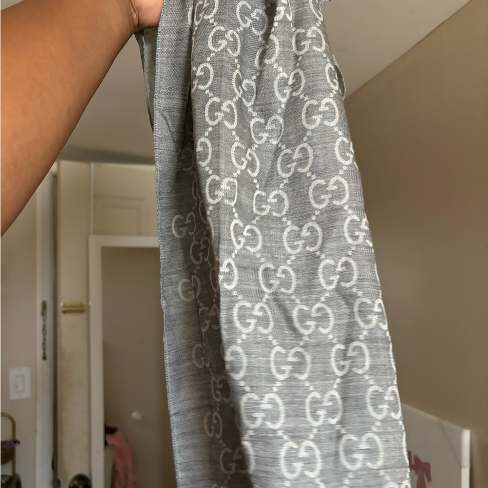 Gray Gucci monogram Scarf
